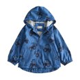 thumbnail image 1 of Toddler Boys Girls Jacket Lightweight Hooded Windbreaker Kids Water-Resistant Light Rain Jacket Print Outwear Blue 7-8 Years, 1 of 7