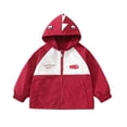 thumbnail image 1 of Toddler Boys Girls Jacket Lightweight Hooded Windbreaker Kids Water-Resistant Light Rain Jacket Print Outwear Wine 10-11 Years, 1 of 6