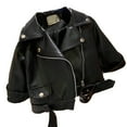 thumbnail image 1 of Toddler Boys Girls Jacket Motorcycle Hsome Cool Style Large Lapel Zipper Leather Jacket 2024 Fall Winter Winter Outwear Jacket,Size 18-24 Months, 1 of 4