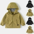 thumbnail image 1 of Toddler Boys Girls Jacket Windbreaker with Pockets for 2-12Years Unisex Children Kids Long Sleeve Hooded Full Zipper Autumn Jacket Coat Black 7 Years, 1 of 4