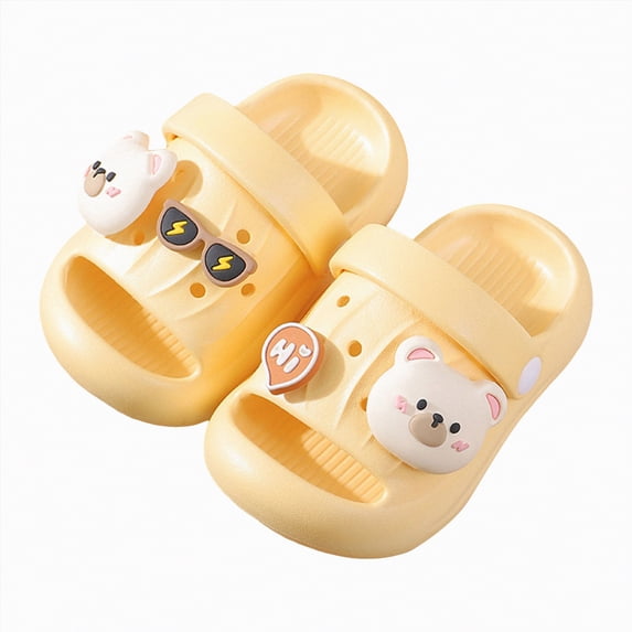 Toddler Boys Girls Kids Beach Sandals Massage Pool Slides with Arch Support Quick Dry Non-Slip Drain Holes Summer Bathroom Indoor Shower Slippers House Shoes Gibobby,11,Yellow