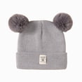 thumbnail image 1 of Toddler Boys Girls Kids Winter Hat Stretchy Knitted Beanie with Pom Poms 6-12 Months 12-24 Months 2T 3T 4T 5T 6T 7T 8T 9T Children(Grey,0-36 Months), 1 of 6