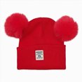 thumbnail image 1 of Toddler Boys Girls Kids Winter Hat Stretchy Knitted Beanie with Pom Poms 6-12 Months 12-24 Months 2T 3T 4T 5T 6T 7T 8T 9T Children(Red,0-36 Months), 1 of 6