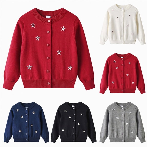 Toddler Boys Girls Knit Cardigan Sweater - Toddler Button Down School Uniforms Cardigan 6-12 Months 12-24 Months 2T 3T 4T 5T 6T 7T 8T 9T Children 13-14 Years
