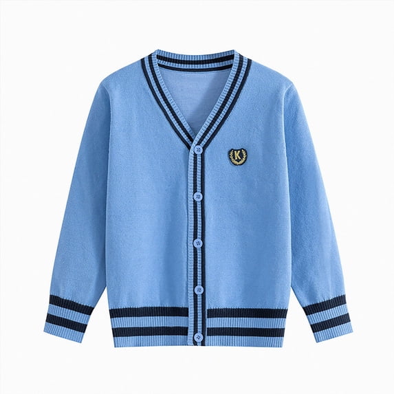 Toddler Boys Girls Knit Sweater Cardigan Coat, Long Sleeved Round Neck Button Closure Tops 6-12 Months 12-24 Months 2T 3T 4T 5T 6T 7T 8T 9T Children(Blue,13-15 Years)