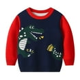thumbnail image 1 of Toddler Boys Girls Knit Sweater Christmas Cartoon Dinosaur Pullover Sweatshirt Crew Neck Kids Tops Fall Winter Clothes, 1 of 8