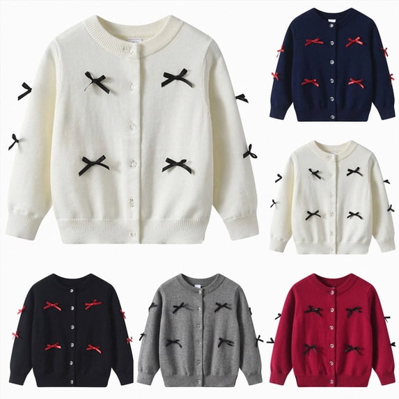 Toddler Boys Girls Knitted Cardigan Sweater Kids Plain Warm Sweaters Long Sleeve Button Down Jacket Fall Winter Thermal Tops 6-12 Months 12-24 Months 2T 3T 4T 5T 6T 7T 8T 9T Children 7-8 Years