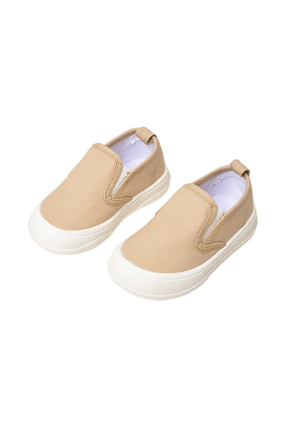Toddler Boys Girls Loafers Lightweight Soft Sole Canvas Flat Shoes Casual Solid Color Slip on Outdoor Walking Shoes Khaki 13 Little Kid