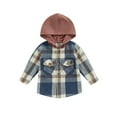 thumbnail image 1 of Toddler Boys Girls Long Sleeve Button Down Hooded Plaid Shirt 1Y 2Y 3Y 4Y 5Y 6Y Jacket Tops Coat Outwear Fall Winter Clothes, 1 of 9