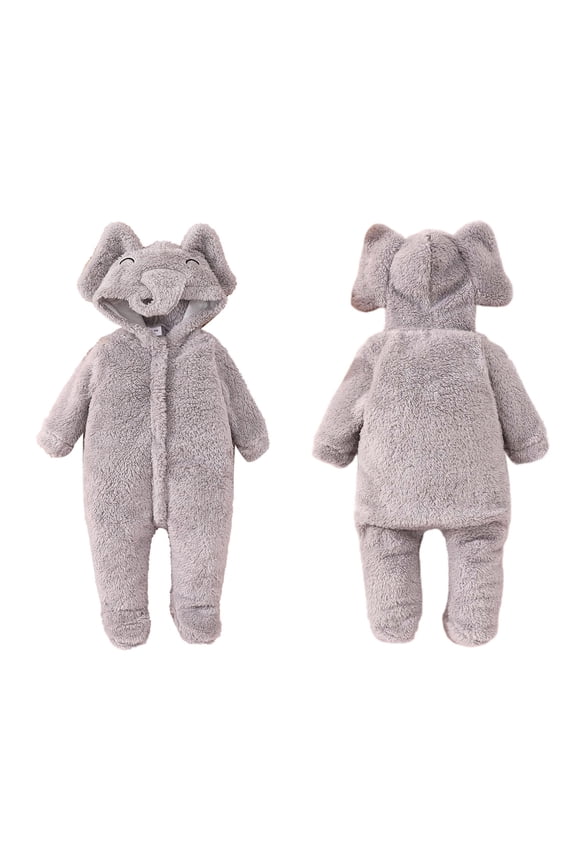 Toddler Boys Girls Long Sleeve Cartoon Elephant Rompers Warm Jumpsuits Fall Winter Clothes Boys Clothes 18 Months Summer Romper Baby 2t Gender Neutral Clothes Rompers for Boys 2t Gender Neutral Baby