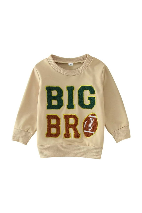 Toddler Boys Girls Long Sleeve Cartoon Rugby Football Embroider T Shirt Pullover Tops