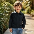thumbnail image 1 of Toddler Boys Girls Long Sleeve Casual Solid Gentleman Tops Holiday Shirts T Shirt, 1 of 4