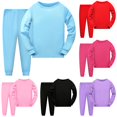 thumbnail image 1 of Toddler Boys Girls Long Sleeve Solid Prints T Shirt Tops Long Pants Outfits 6 Piece Set 4-5 Years, 1 of 5