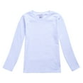 thumbnail image 1 of Toddler Boys & Girls Long Sleeve Tee - Soft Solid Color Cotton Top for Fall & Everyday,Color:White,Size:10-11 Years, 1 of 4