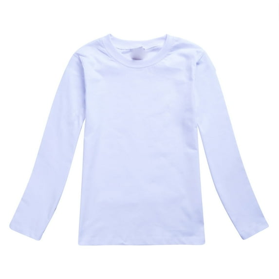 Toddler Boys & Girls Long Sleeve Tee - Soft Solid Color Cotton Top for Fall & Everyday,Color:White,Size:4-5 Years