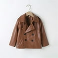 thumbnail image 1 of Toddler Boys Girls Motorcycle Faux Leather Jackets Coat Winter Outwear for 4-5 Years Brown, 1 of 7