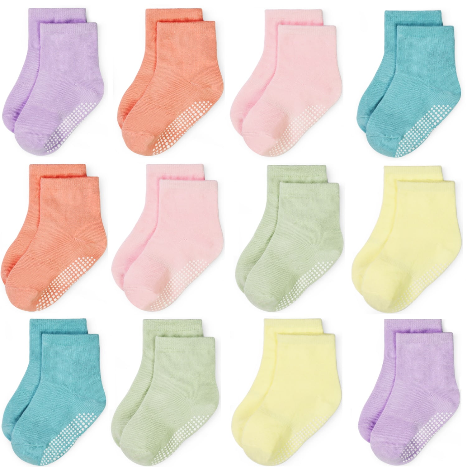 Toddler Boys Girls Non Slip Socks 12 Pairs Anti Skid Sticky Baby Socks ...