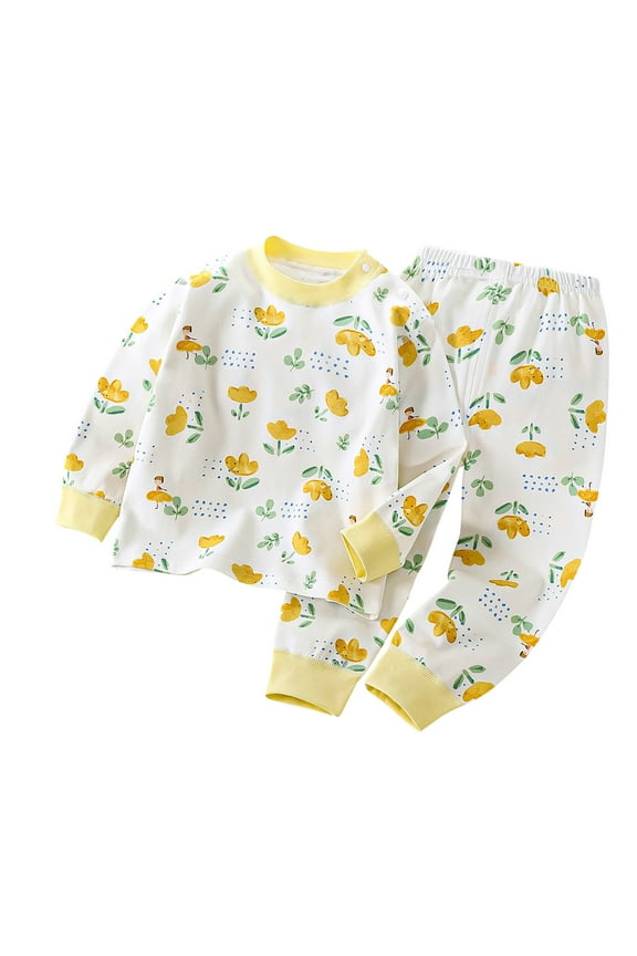 Toddler Boys Girls Outfit Sets 2 PC Long Sleeve T Shirts and Pants Set Fall Winter Infant Baby Clothes Cute Graphic Cotton Pjs