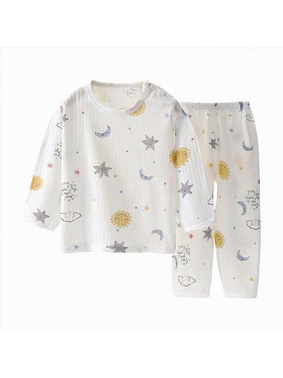 Toddler Boys and Girls Pajamas Cozy 2 Pieces Outfits Set Crew Neck Tops + Pants for Fall Winter 6 12 24 Months 1T 2T 3T 4T 5T 6T Children White,4-5 Years