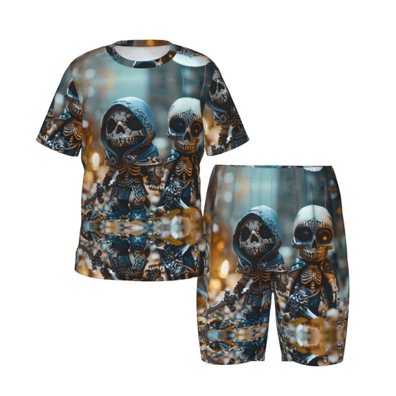 Toddler Boys Girls Pajamas - Cute Skeletons Figurines Soft Kids Pajamas Short Sleeve Sleepwear Pjs Set