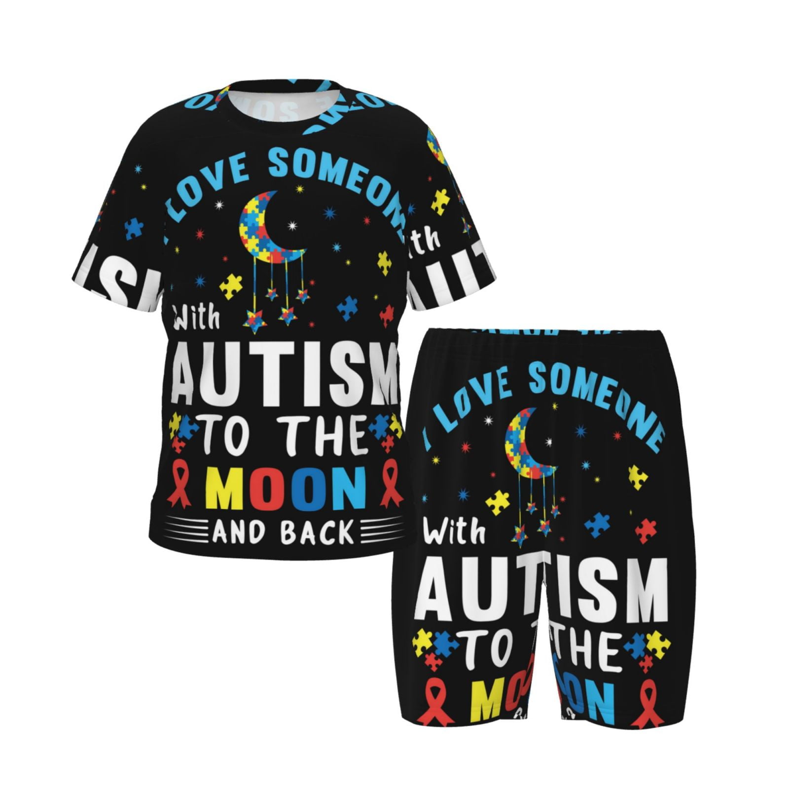 Pyjamas Autistic Images Toddler Boys Girls Pajamas - I Love With Autism To The Moon And Back ...