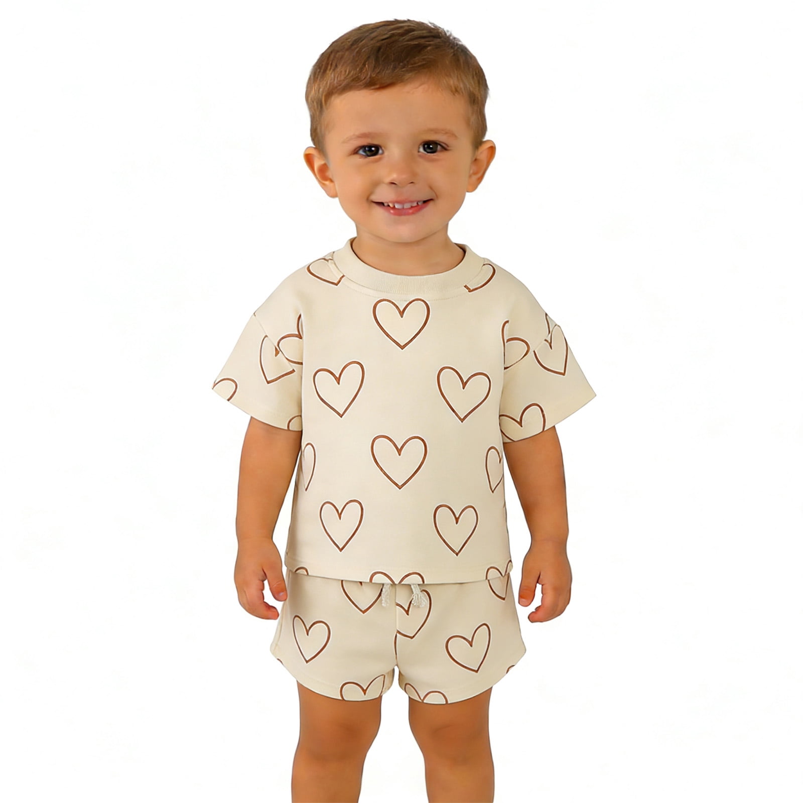Toddler Boys Girls Pajamas Set Graphic Print Casual Short Sleeve Crew Neck Pullover Shorts Set Toddler Boy Summer Outfits