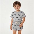 thumbnail image 1 of Toddler Boys Girls Pajamas Set Graphic Print Casual Short Sleeve Crewneck Pullover Top with Shorts Set Toddler Boy Outfits for Summer, 1 of 2