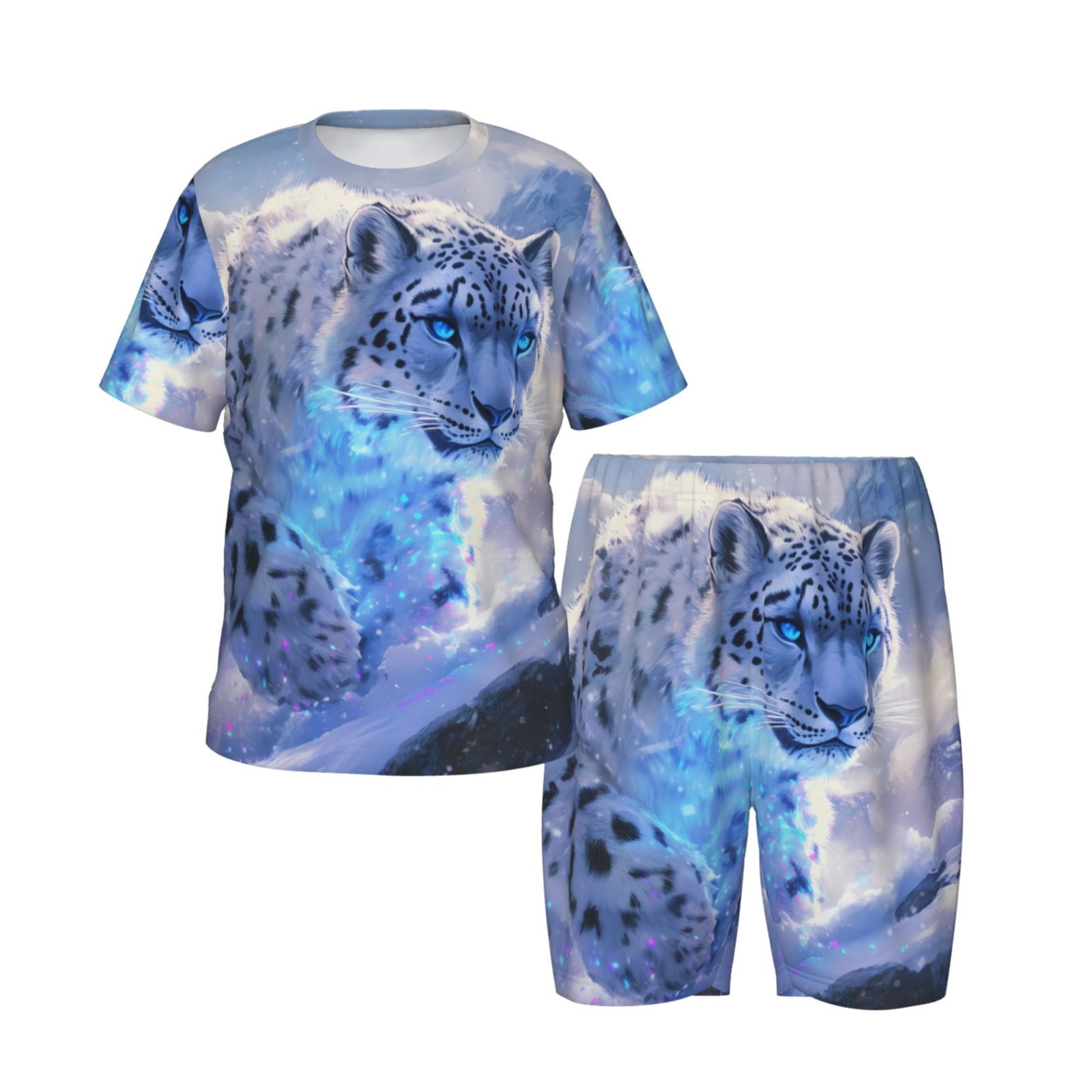 Toddler Boys Girls Pajamas - Snow Leopard Sparkling Snow