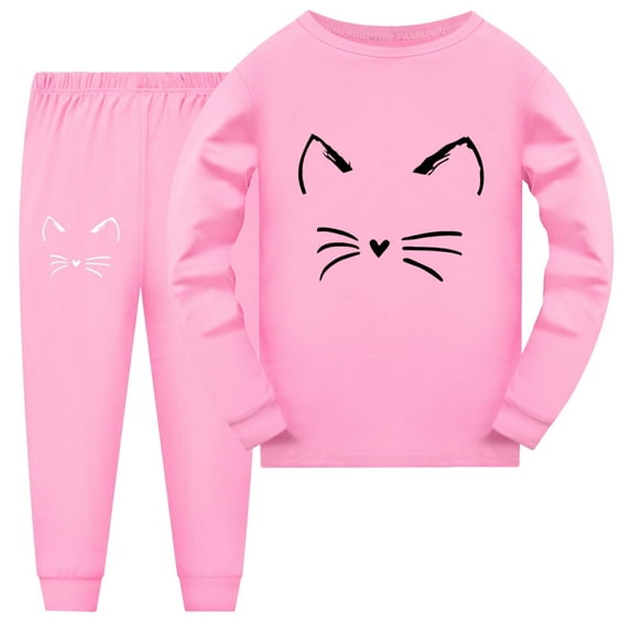 Toddler Boys Girls Pajamas sets Long Sleeve Cartoon Prints T Shirt Tops Long Pants Outfits Kid Sleepwear