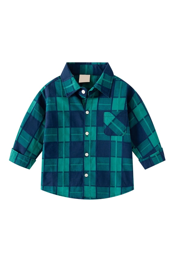Toddler Boys Girls Plaid Shirt Flannel Tartan Clothes 𝐘2K Western Shirts School 𝐔niform Formal Hunting Jacket Poplin Coat