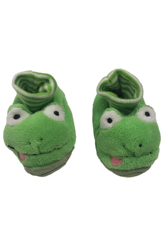Toddler Boys & Girls Plush Green Frog Slippers House Shoes 7-8