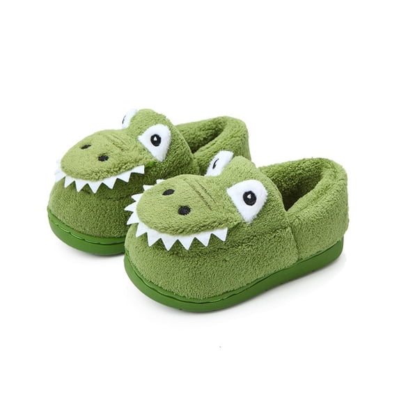 Toddler Boys Girls Plush Slippers Kids Winter Novelty Cartoon Shark Anti-Slip House Slipper Shoes