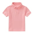 thumbnail image 1 of Toddler Boys & Girls Polo Shirt - Short Sleeve Solid Color Button-Up Top for Summer, Holidays & Casual Wear,Color:Pink,Size:5-6 Years, 1 of 4