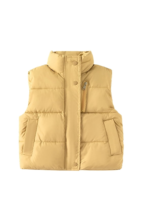Toddler Boys Girls Quilted Bubble Puffer Vest Winter Coat Sleeveless Down Coat Standing Collar Baby Padded Waistcoat