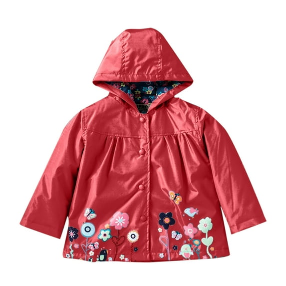 Toddler Boys Girls Rain Jacket Baby Lightweight Waterproo𝐟 Hooded Raincoats Windbreakers Warm Outdoor Hiking Coat