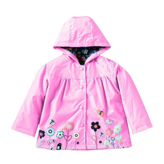 Toddler Boys Girls Rain Jacket Baby Lightweight Waterproo𝐟 Hooded Raincoats Windbreakers Warm Outdoor Hiking Coat