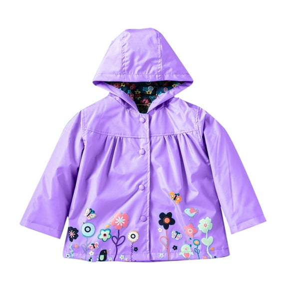 Toddler Boys Girls Rain Jacket Baby Lightweight Waterproo𝐟 Hooded Raincoats Windbreakers Warm Outdoor Hiking Coat