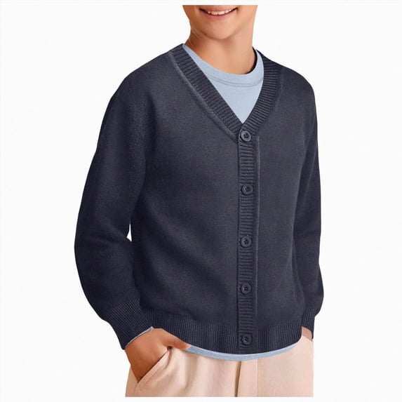 Toddler Boys Girls School Uniform Sweater Vest Cotton V-Neck Button Solid Sleeveless Cardigan 10-11 Years