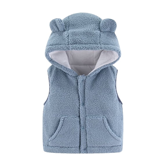 Toddler Boys Girls Sherpa Fleece Vest Sleeveless Bear Ears Hooded Jacket