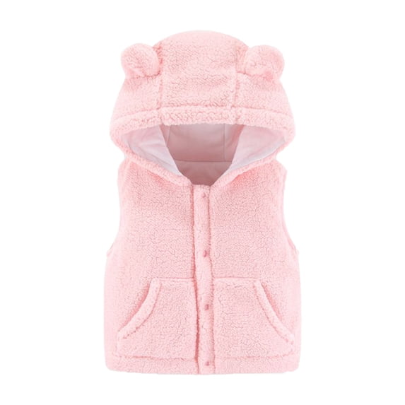 Toddler Boys Girls Sherpa Fleece Vest Sleeveless Bear Ears Hooded Jacket