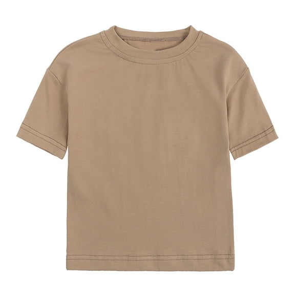 Toddler Boys Girls Shirts Baby Solid Basic Short Sleeve Crewneck Tee Children Kids Clothing Size 3-4T