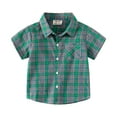 thumbnail image 1 of Toddler Boys Girls Shirts Flannel Jacket Plaid Short Sleeve Lapel Button Down Shacket Baby Outwear Clothes Tops for Kids Size 2-3T, 1 of 3