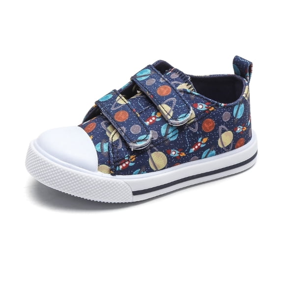 Toddler Boys & Girls Shoes Kids Canvas Sneakers with Cartoon Dual Hook and Loops