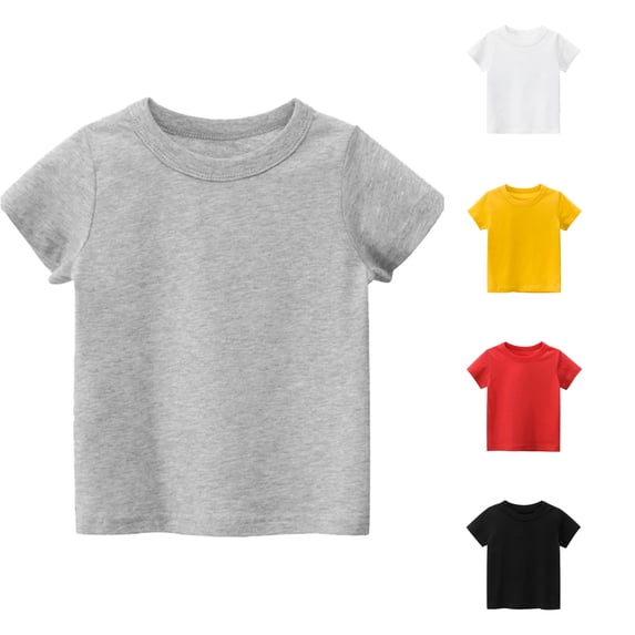 Toddler Boys Girls Short Sleeve Basic T Shirt Casual Summer Tee Tops Solid Color Everyday Playwear Classic Fit Tees for Boys