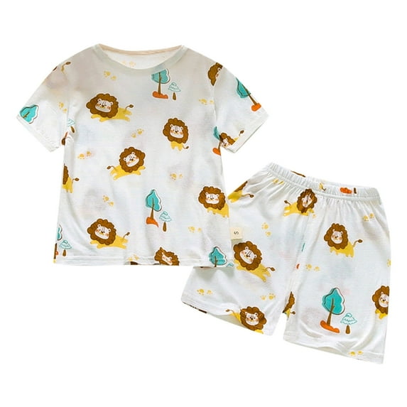 Toddler Boys Girls Short Sleeve Clothing Kids Cartoon Printed Tops Shorts Outfits Sets Carrot Dinosaur Boy Dailywear