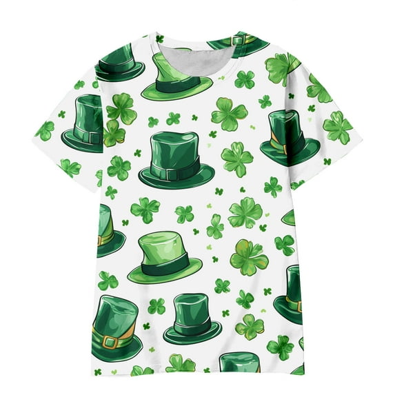 Toddler Boys Girls Short Sleeve St. Patrick's Day Prints T Shirt Tops Clothes for Boys Size 4-5T