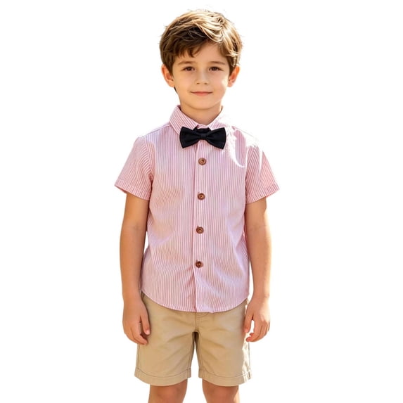 Toddler Boys Girls Short Sleeve Striped T Shirt Child Kids Gentleman Tops 6M-8Y School Outfit Apparel