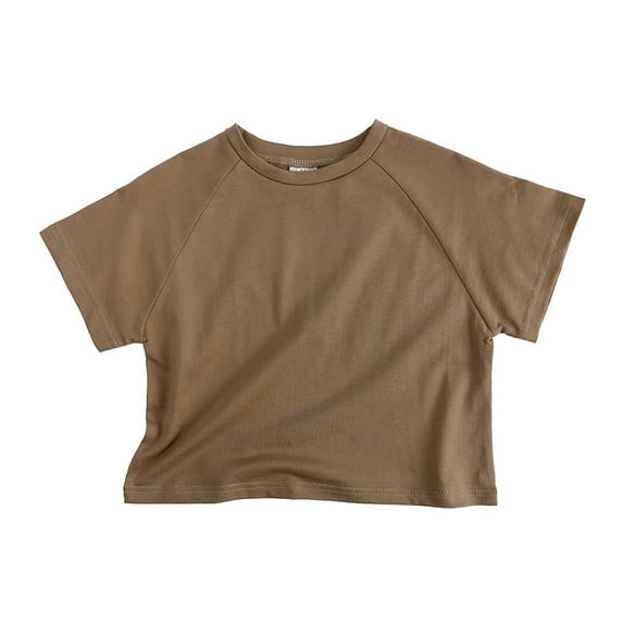 Toddler Boys Girls Short Sleeve T-Shirt Loose Crewneck Short Sleeve Shirt Top Solid Color Short Sleeve 1-7Y