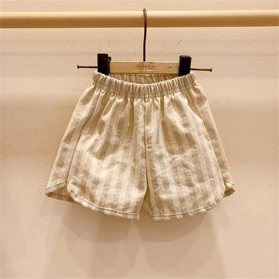 Toddler Boys Girls Shorts Cotton Linen Grid Summer Casual Shorts Kids Motion Short Pants Jogging Pants
