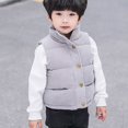 thumbnail image 1 of Toddler Boys Girls Sleeveless Collar Down Vest Fall Winter Solid Color Button Stripe Jacket, 1 of 7